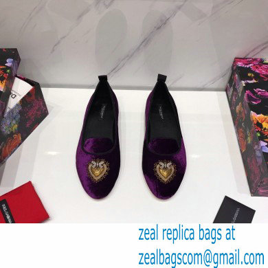 Dolce & Gabbana Velvet Devotion Loafers Slippers Purple 2021